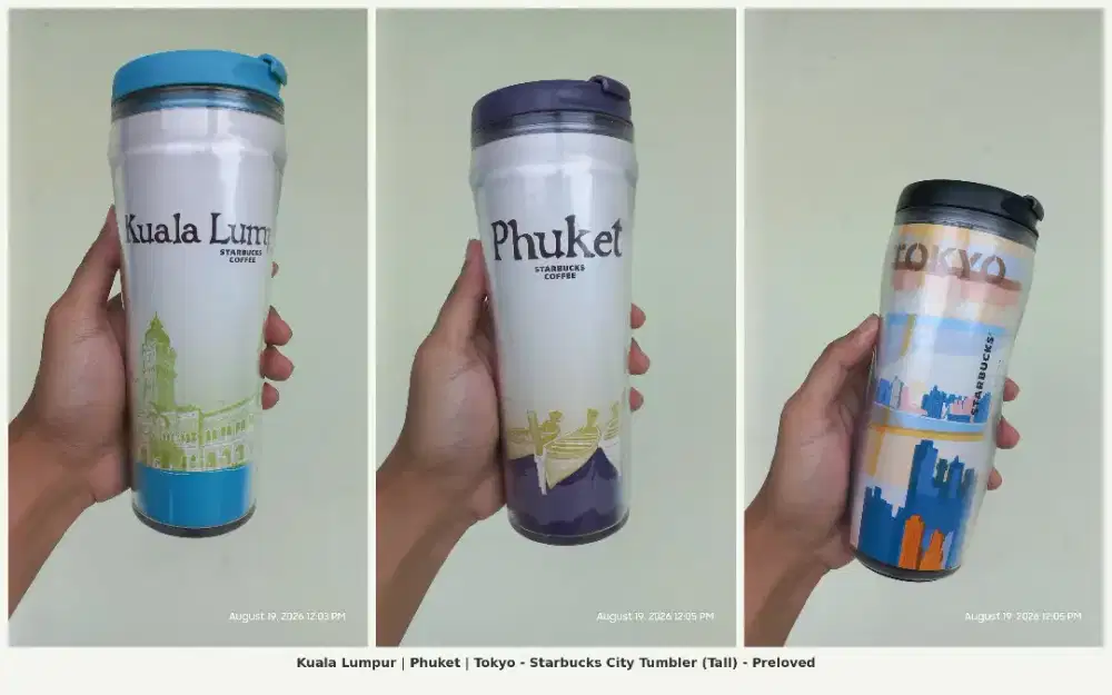 Paket 3 Tumbler Starbucks City Series. KUALA LUMPUR | TOKYO | PHUKET
