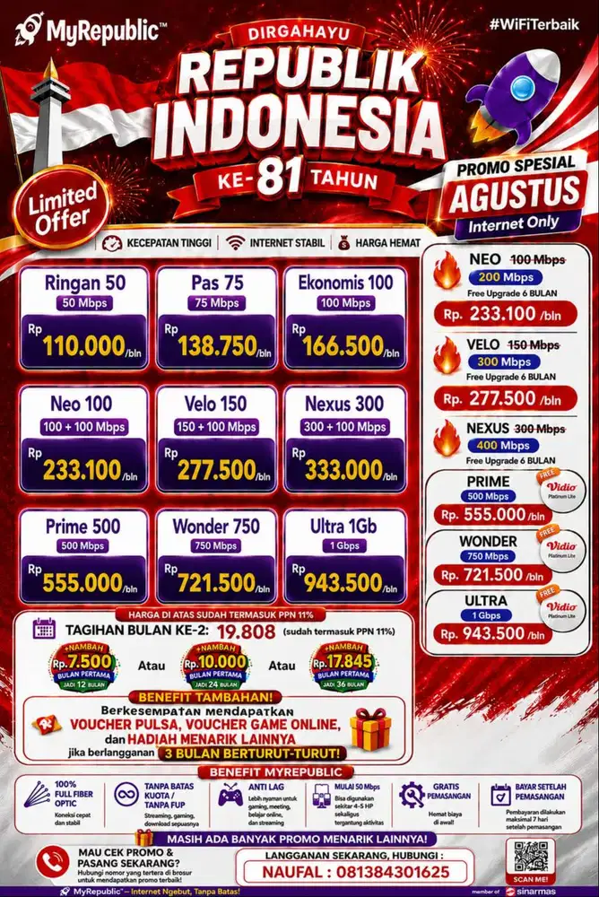 Promo Wifi MyRepublic Jabodetabek - Murah & Cepat.