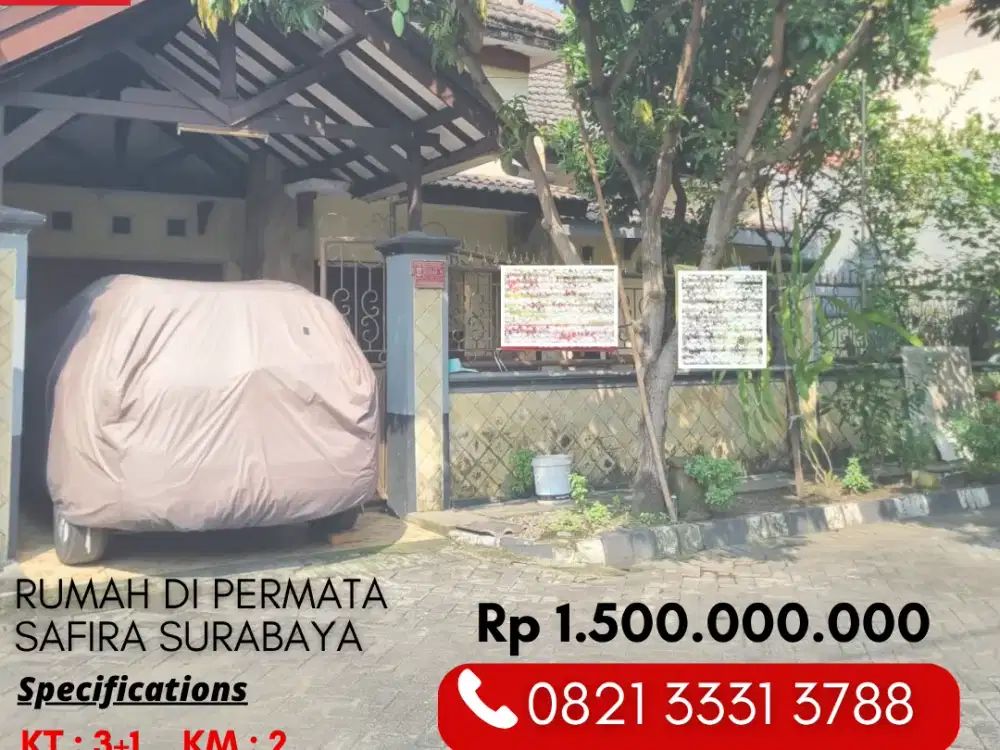 Rumah 3 Kamar Dijual 1 Miliaran di Permata Safira Regency Lidah Kulon Surabaya