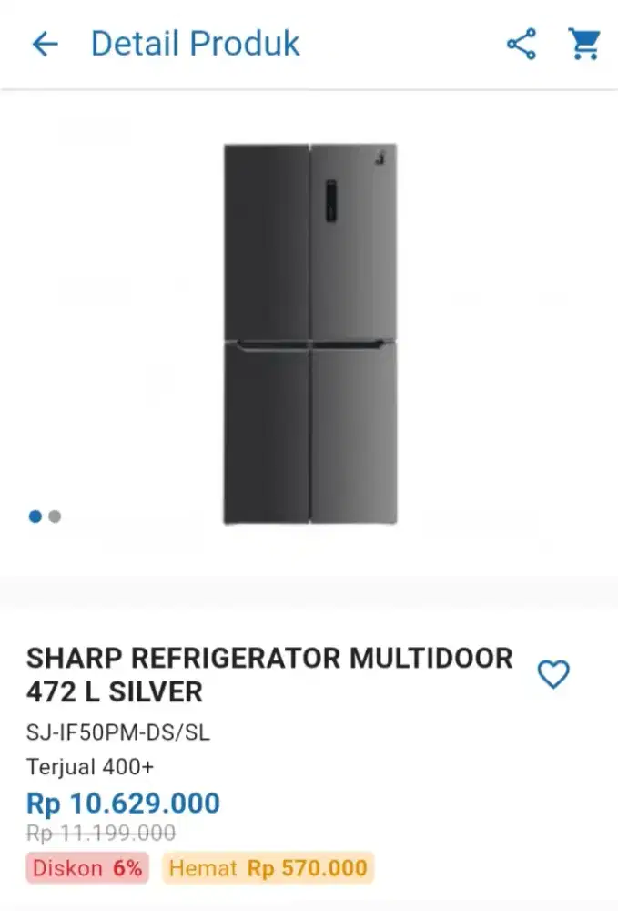 CICILAN KULKAS SHARP REFRIGERATOR MULTIDOOR 472 L SILVER