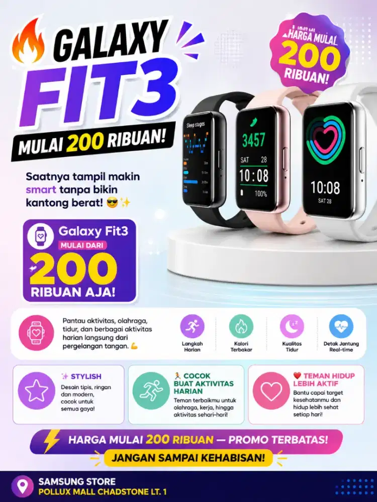 Galaxy Fit 3 (stylish tanpa batas)