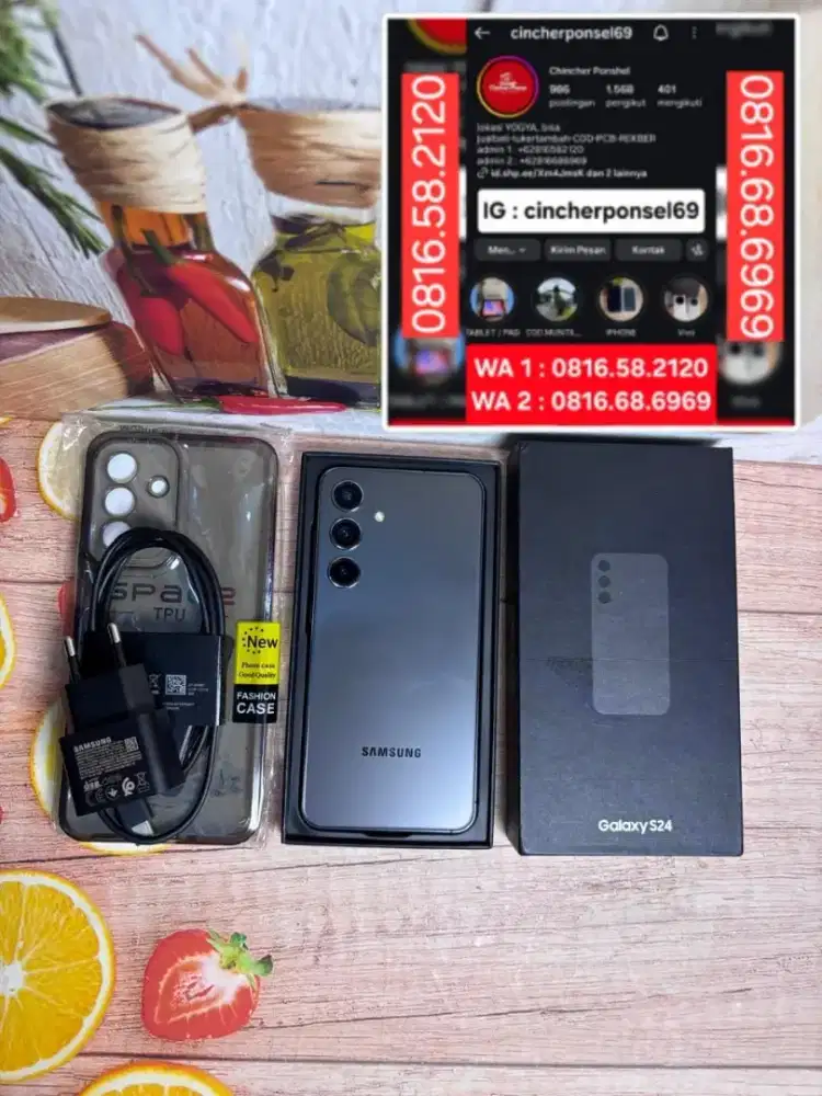 Jual hp Samsung S24 5g 512gb grns resmi istimewa free adaptor n case