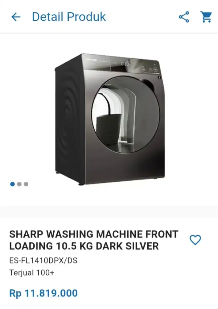 CICILAN SHARP WASHING MACHINE FRONT LOADING 10.5 KG