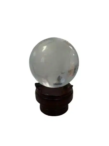 Pajangan Bola Kristal Bening / Crystal Ball + Dudukan Kayu