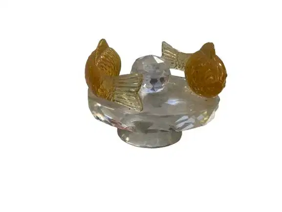 Pajangan Kristal Fengshui Dua Ikan Mas Warna Emas