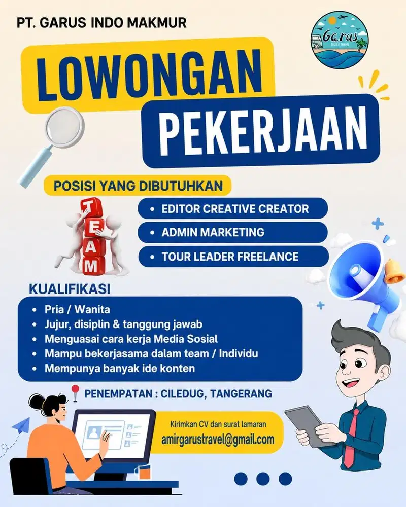 Loker admin marketing & konten kreator disainer