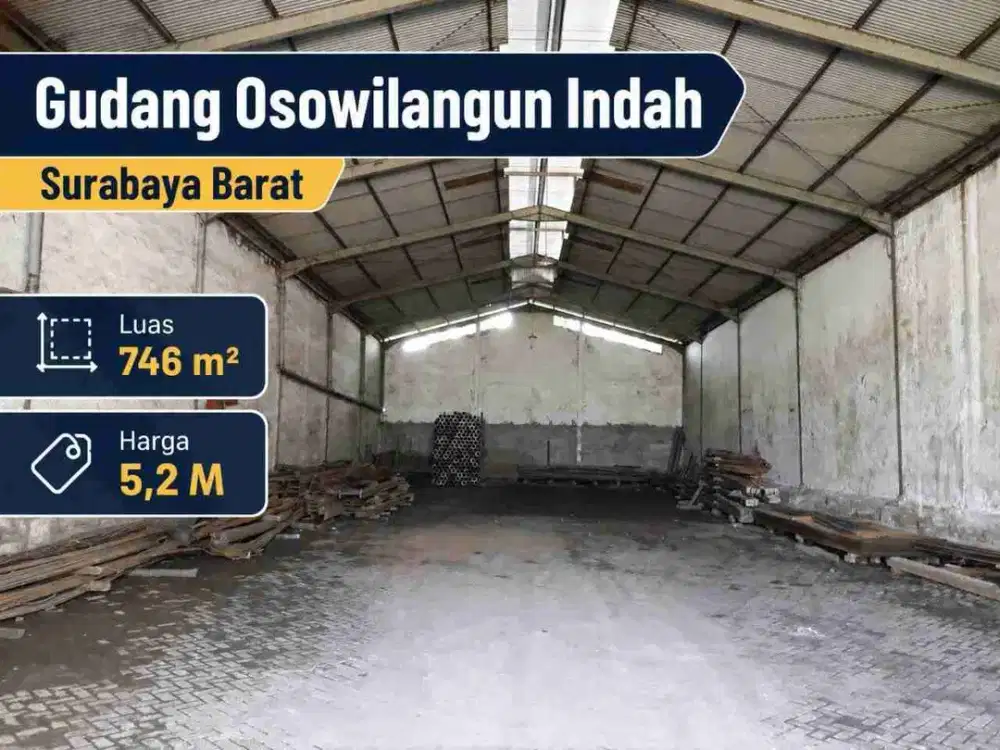 Dijual Gudang Osowilangon 746 m²