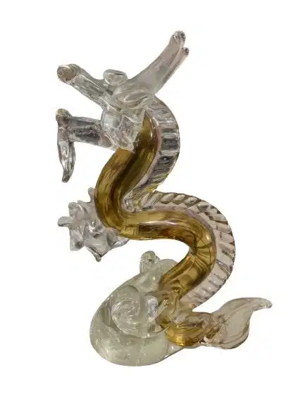 Pajangan Kristal Naga Fengshui Kombinasi Emas Mewah (Minus Sedikit)