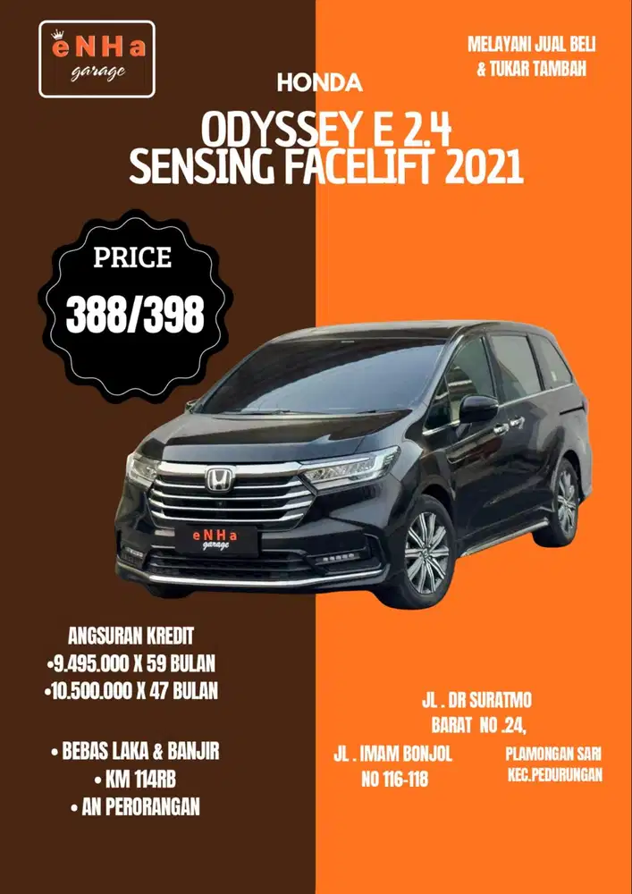Honda Odyssey 2.4 E sensing facelift CVT 2021.. istimewa..
