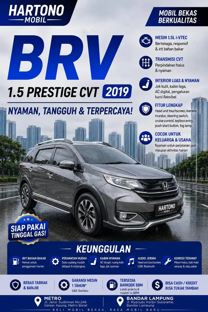 BRV 1.5 Prestige CVT metik 2019