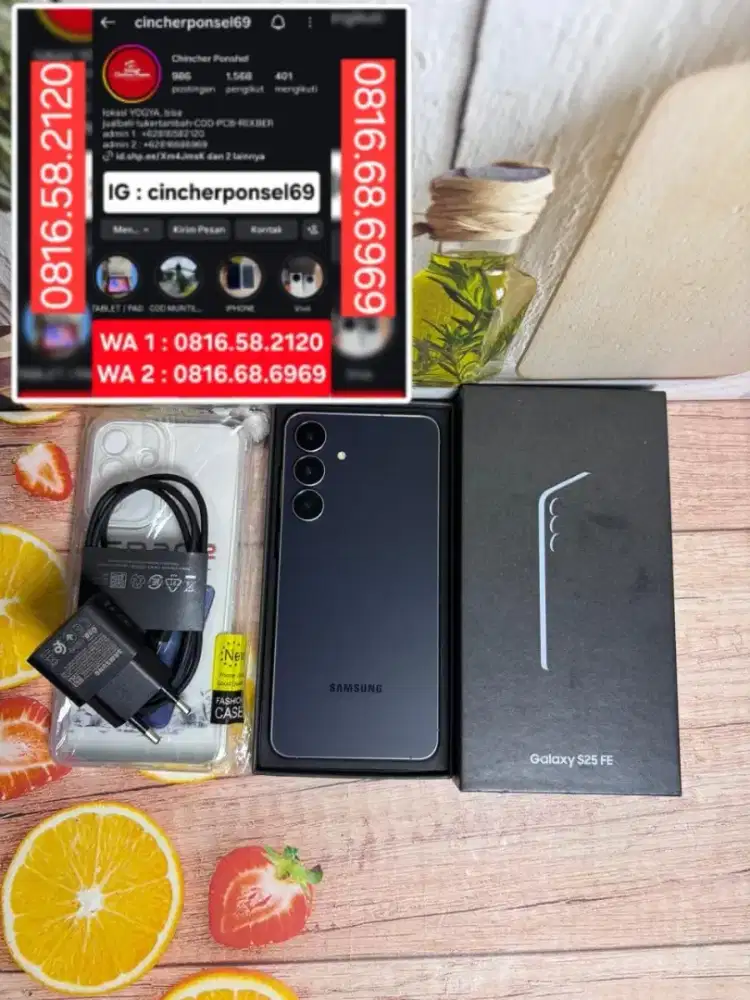 Jual hp LIKENEW SAMSUNG S25 fe 5g 8/256 grns panjang FREE adaptor