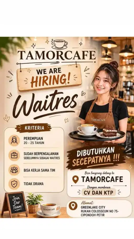 DI BUTUHKAN SEGERA WAITERS