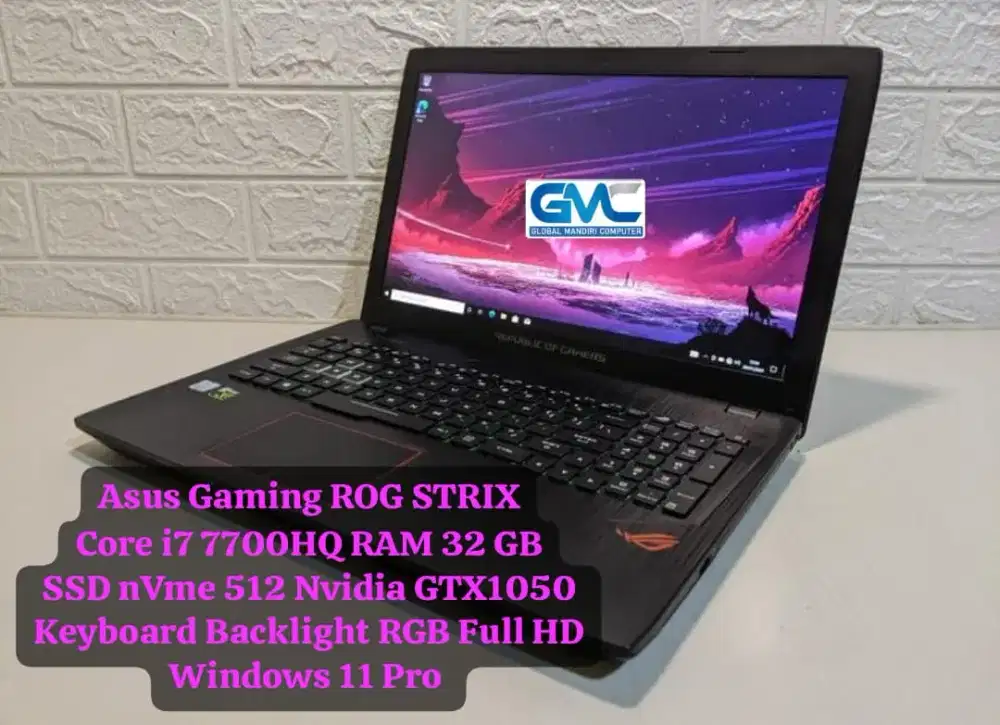 ASUS ROG STRIX i7 7700 RAM 32 GB SSD 512 GB nVidia GTX 1050 Win 11