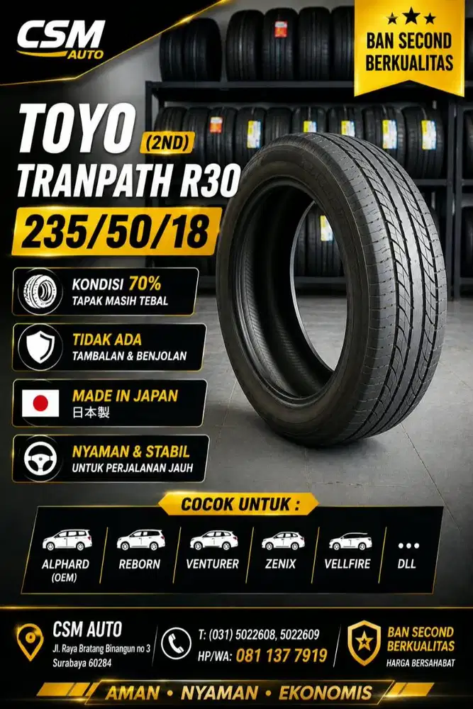 Toyo Tranpath R-30 235/50/18.Alphard,Vellfire, Zenix, Reborn, Venturer