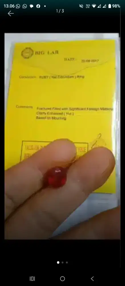 Murah batu permata ada memo sertifikatnya asli