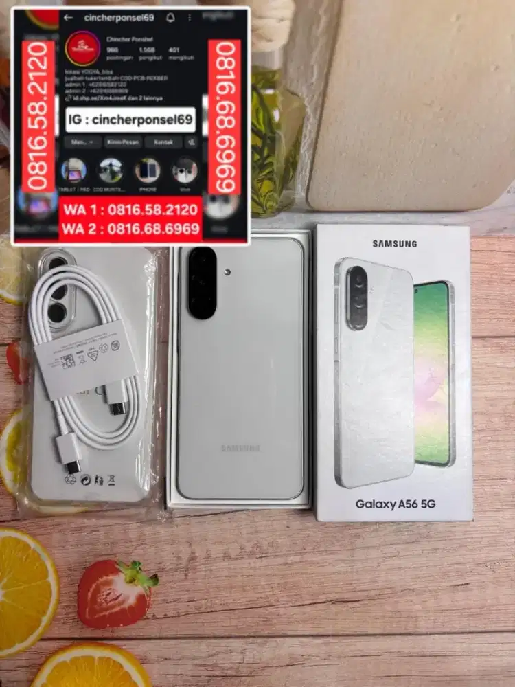Jual hp SAMSUNG A56 5g 8/256 istimwa siap pakai grns 04 27 fre adaptor