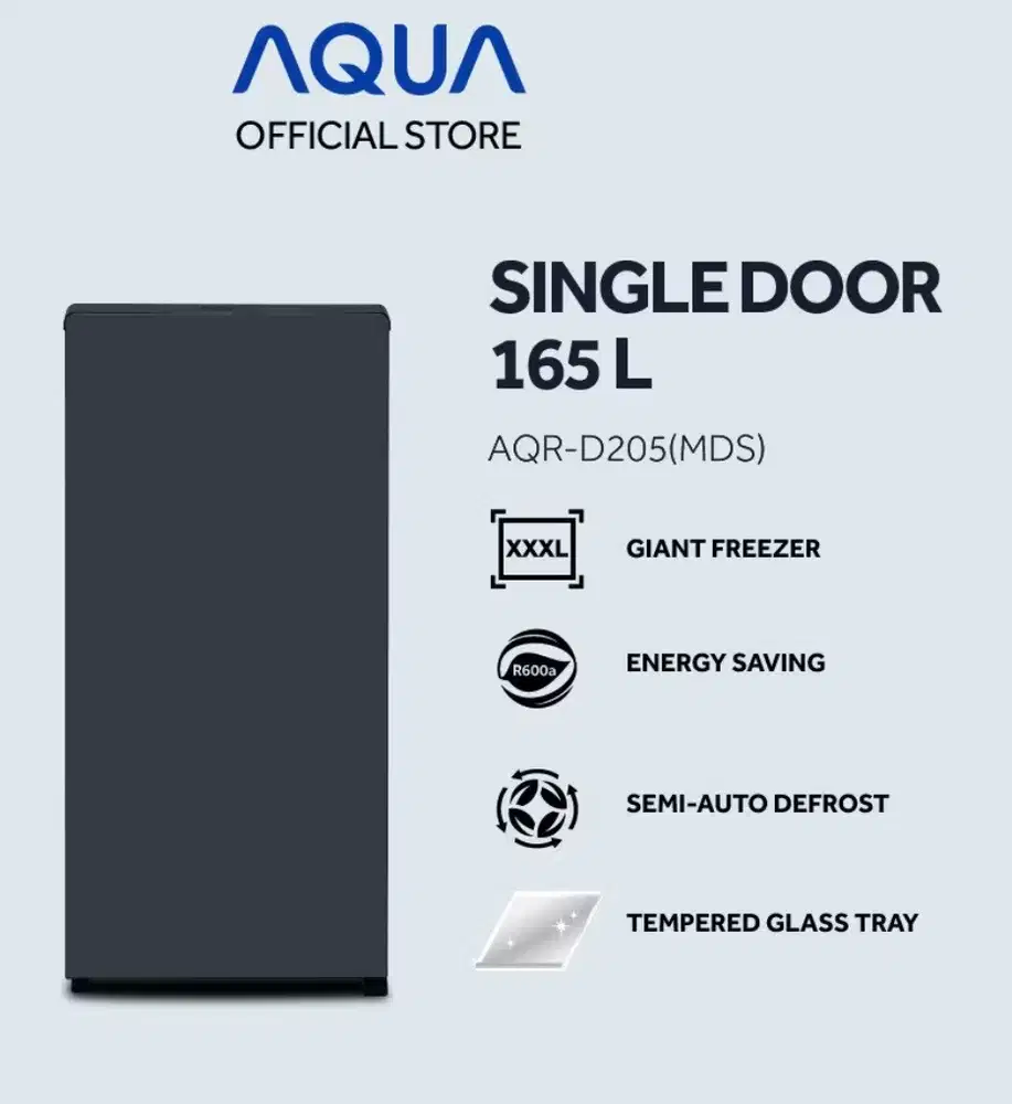 AQUA Elektronik AQR-D205(MDS) kulkas 1 pintu 165 L dengan daya 71watt