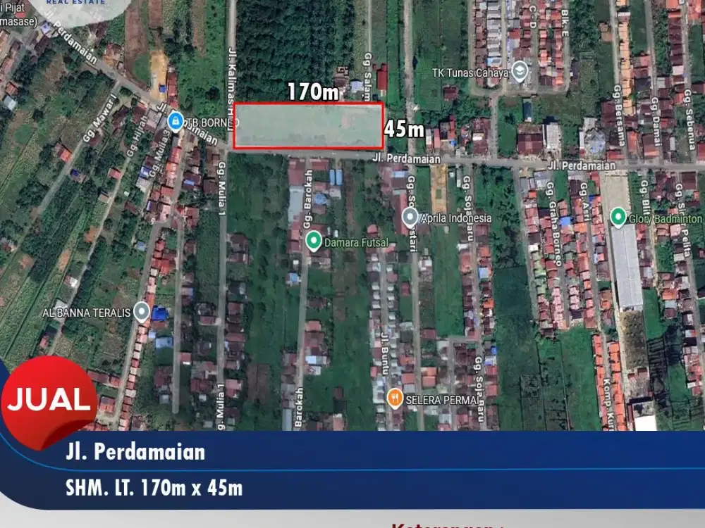 Tanah tepi jalan Perdamaian, Kubu Raya Sungai Kakap