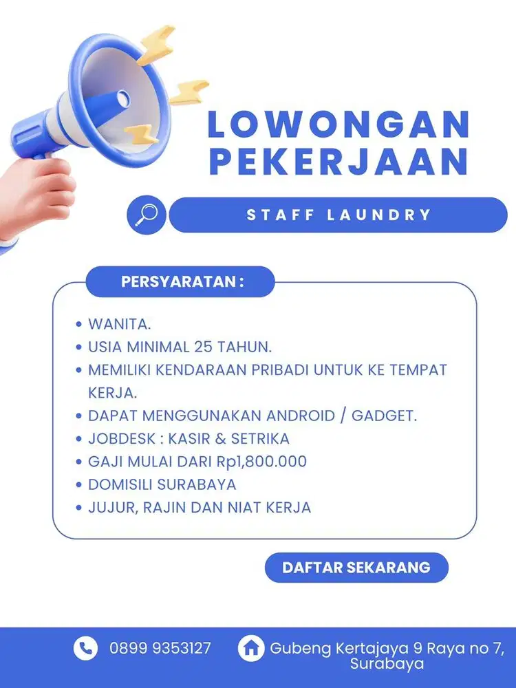 LOWONGAN KERJA KARYAWAN LAUNDRY