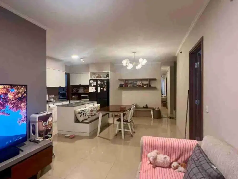 Apartemen Paladian Park, tower G, luas 128 m2, lantai 12, 2 unit gabung jadi 1, 3+1 kt, 2 km, full furnish