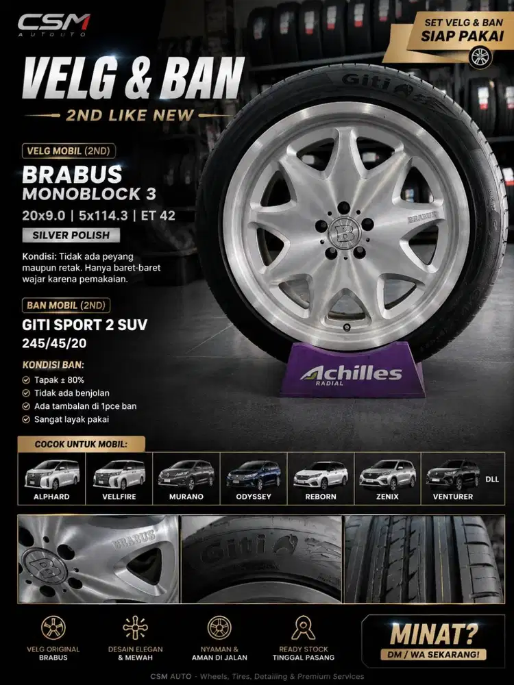 Brabus MB 3 R20 & Ban GITI R20. Utk Alphard, Vellfire, Reborn,Venturer