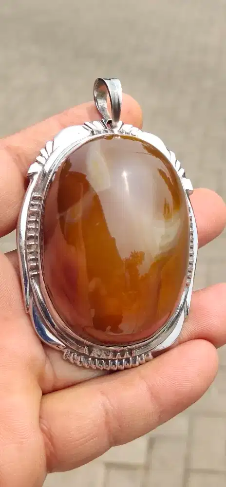 Liontin Batu Natural Carnelian Agate Chalcedony Origin Madagascar