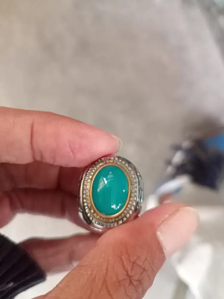 Batu Cincin Akik Permata Natural Chrysocolla Chalcedony Bacan Doko Blu