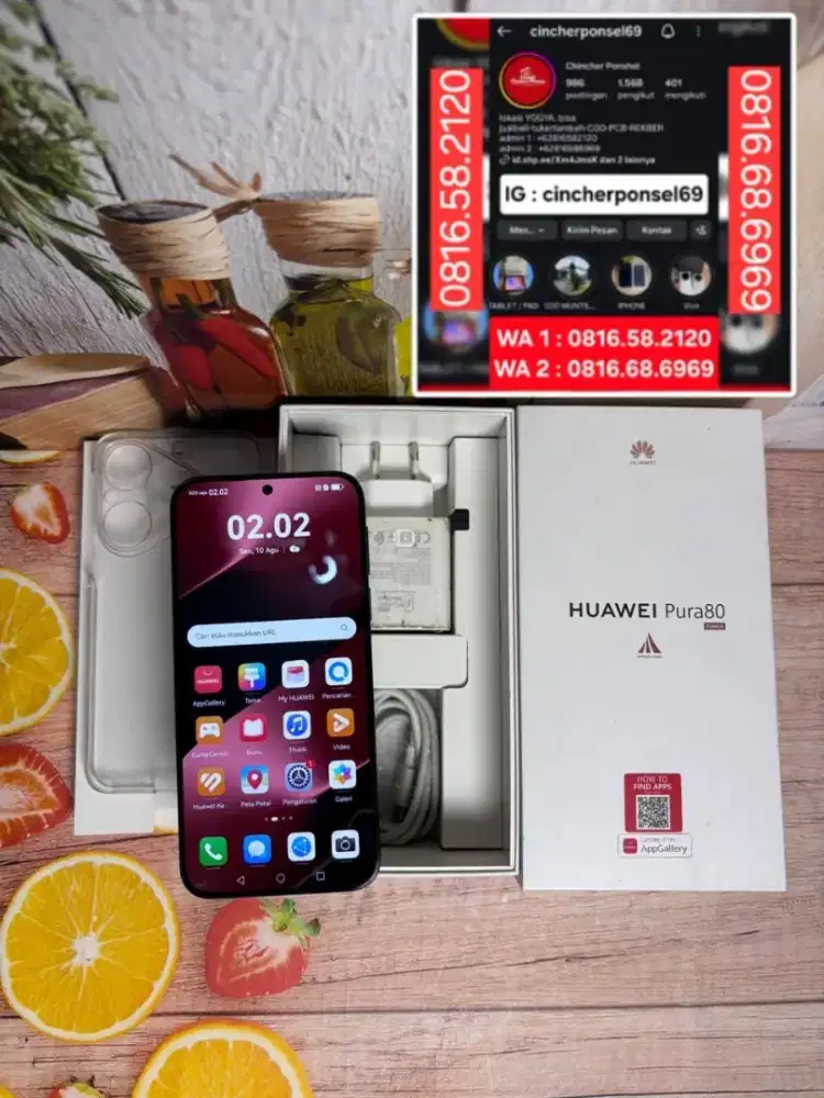 Jual HP likenew Huawei PURA 80 5g 12/256 istimewa garansi resmi AKTIF