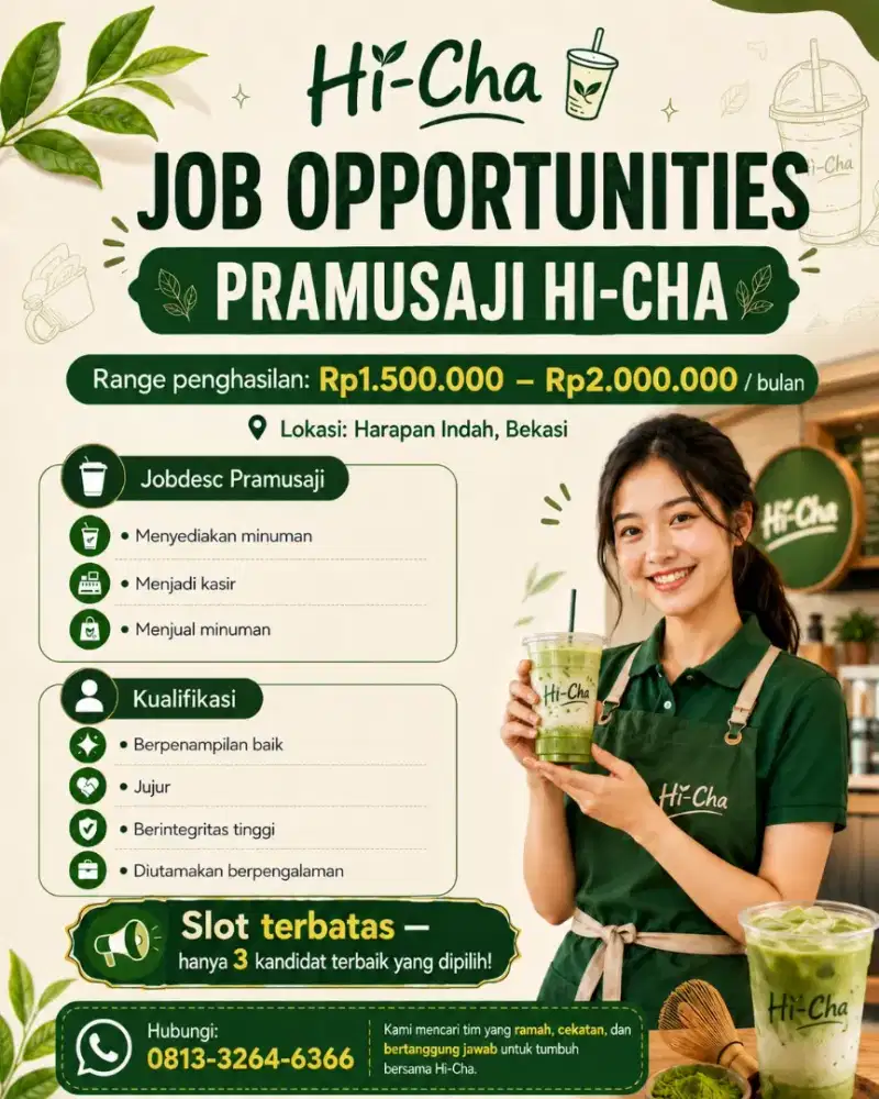 Lowongan Kerja - Pramusaji HiCha, Crew Longlast Laundry