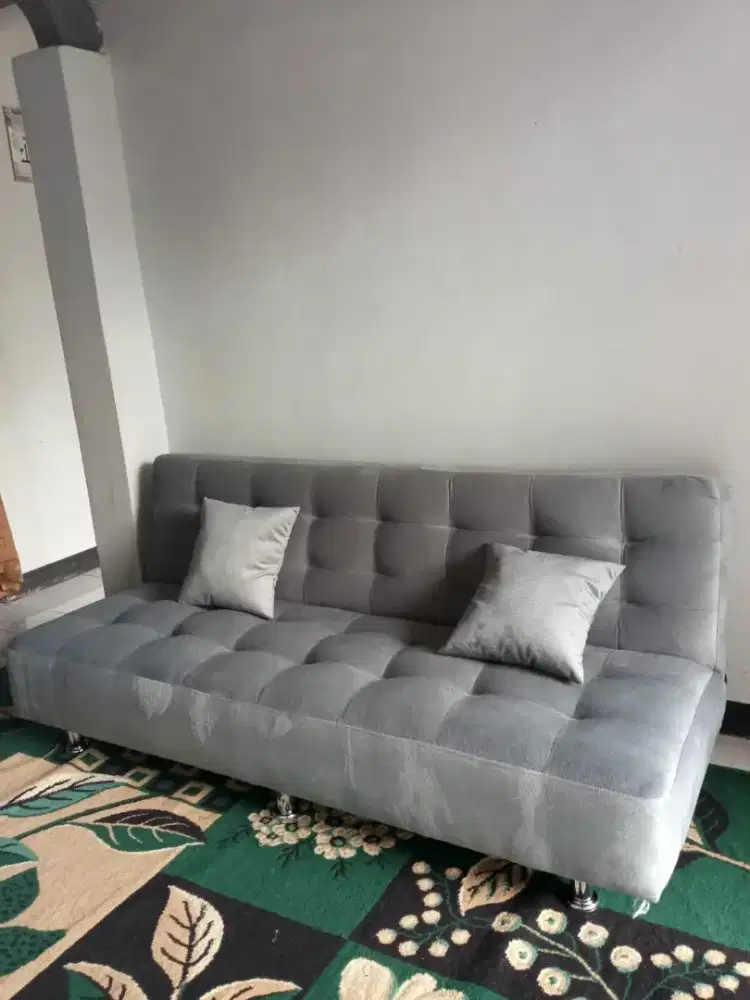 Sofabed bahan bludru kaki besi termurah dan terlaris sale