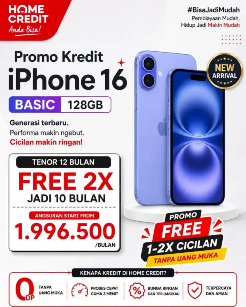 IPHONE 16 CICILAN NON CC FREE 2x Angsuran