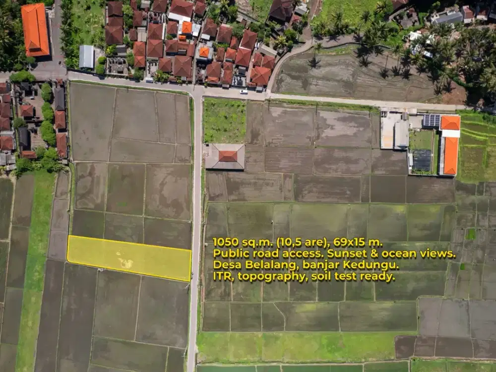 Leasehold Land for Sale in Kedungu, Tabanan – From IDR 17 Million/Are/Year