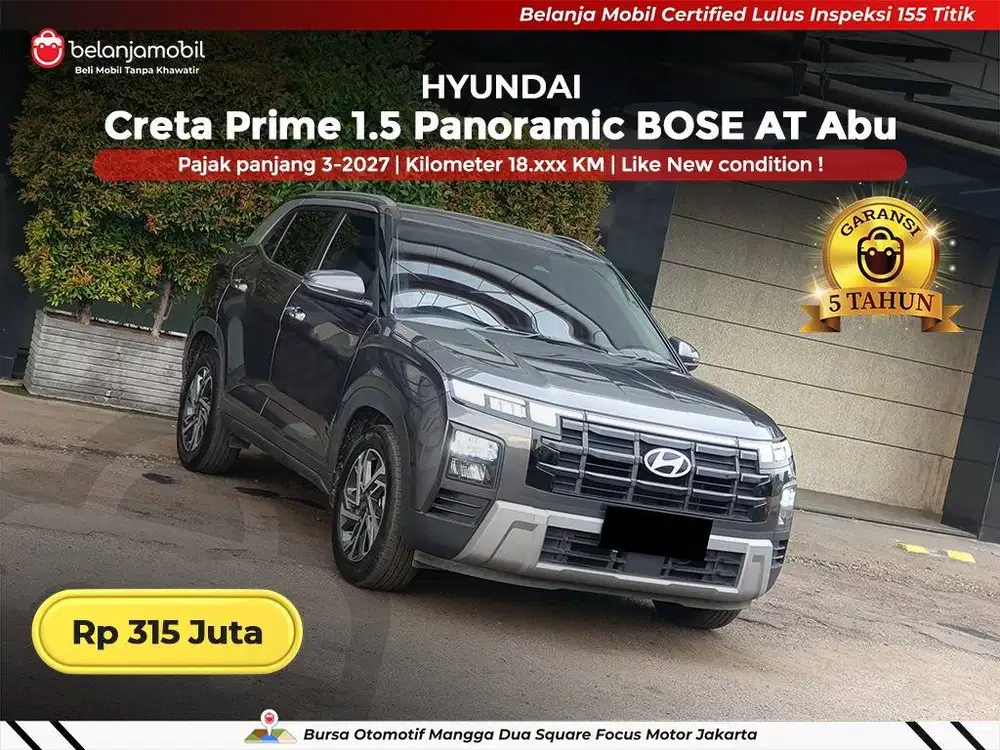 [ GARANSI 5TH ] Hyundai Creta Prime 1,5 Panoramic BOSE AT 2025/2026