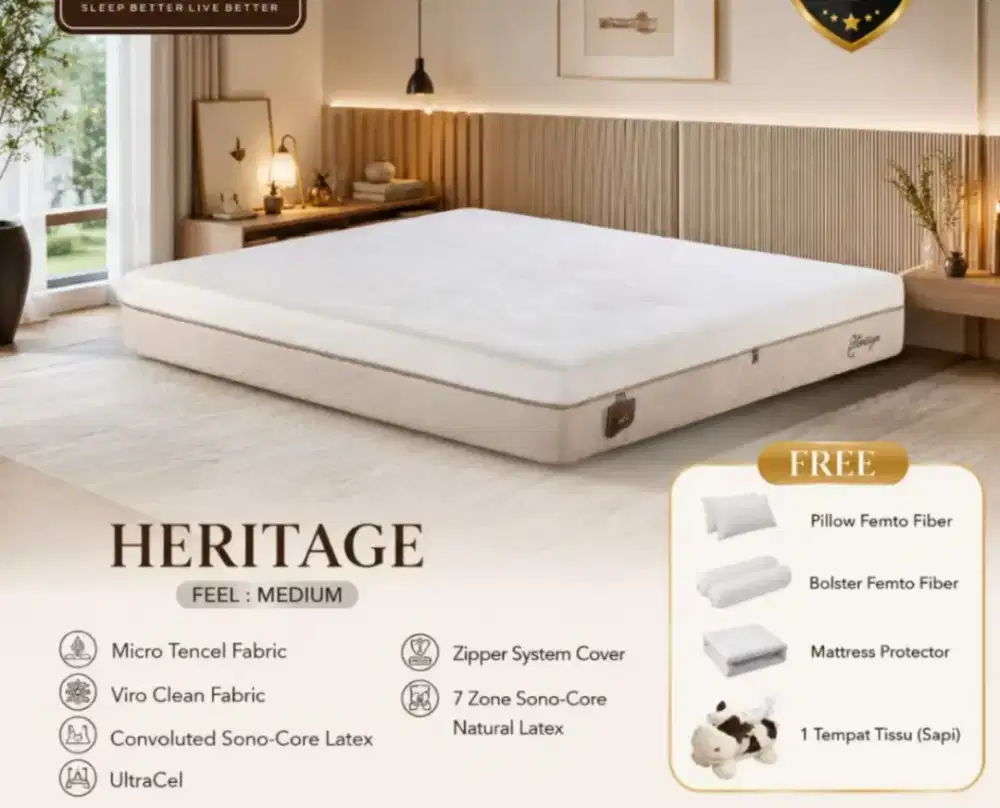 Kasur springbed lady americana heritage latex 160x200 Baru