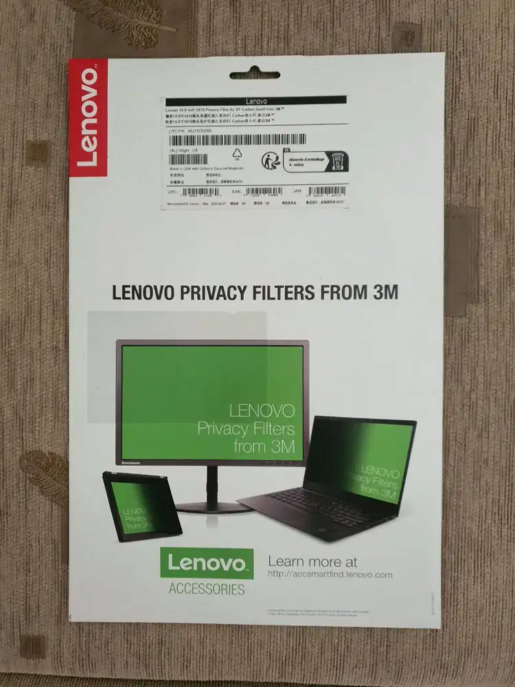 Lenovo 14.0 inch 1610 Privacy Filter for X1 Carbon Gen9 from 3M