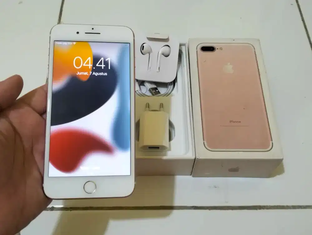 BU iPhone 7+ Plus 32GB RoseGold Komplit iCloud Aman No Minus Mulus