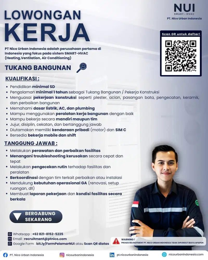 LOWONGAN KERJA TUKANG BANGUNAN