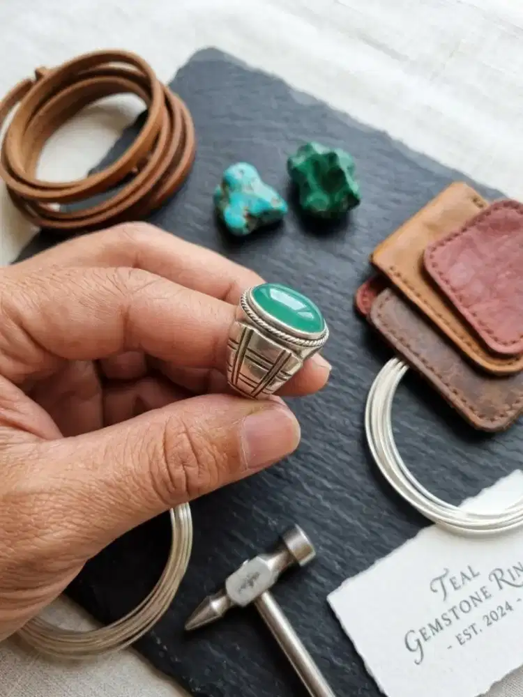 Cincin Batu Bacan Ikatan Perak