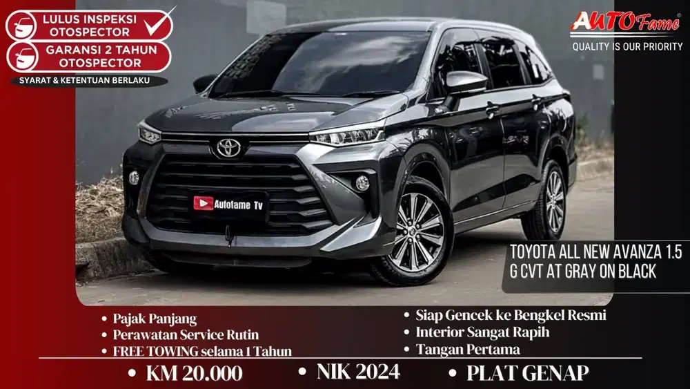 KM20RB Toyota All New Avanza 1.5 G CVT AT Gray On Black NIK 2024
