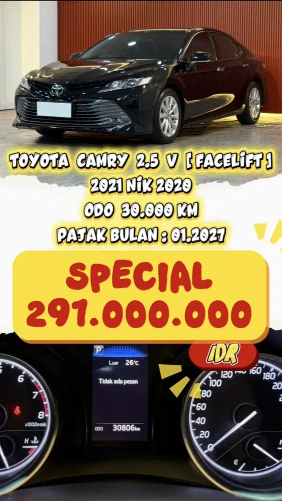 [ ODO 30.000 KM ] TOYOTA CAMRY 2.5 V FACELIFT AT 2021 NIK 2020