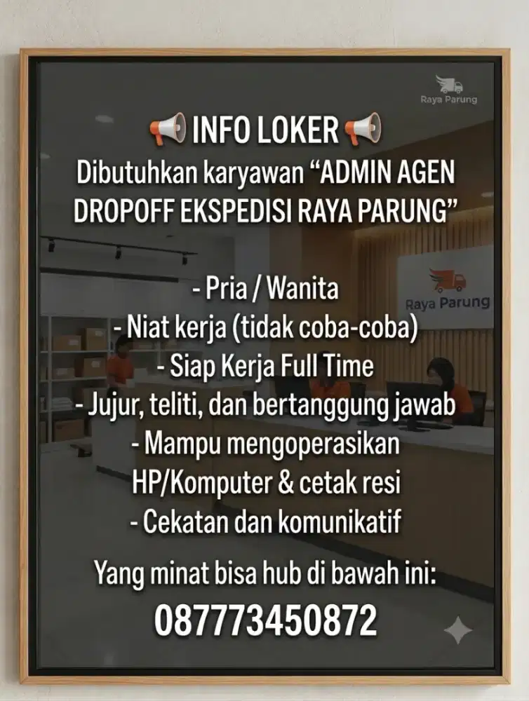 Admin agen Drop-off