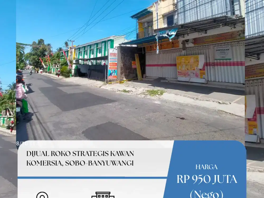 DIJUAL RUKO STRATEGIS KAWASAN KOMERSIAL SOBO-BANYUWANGI