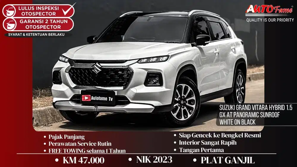 KM47RB Suzuki Grand Vitara Hybrid 1.5 GX AT Panoramic Sunroof White On