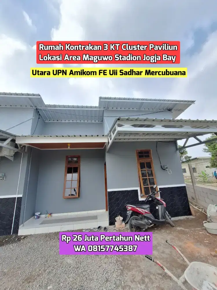 KONTRAKAN RUMAH BARU CANTIK CLUSTER PAVILIUN 3 KT AREA MAGUWO STADION
