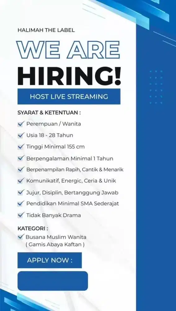 LOWONGAN KERJA HOST LIVE STREAMING TIKTOK