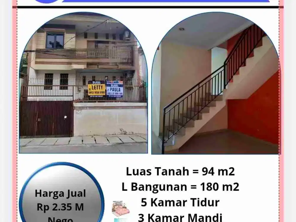 Dijual Rumah 2 Lantai Pademangan Jakarta Utara Strategis
