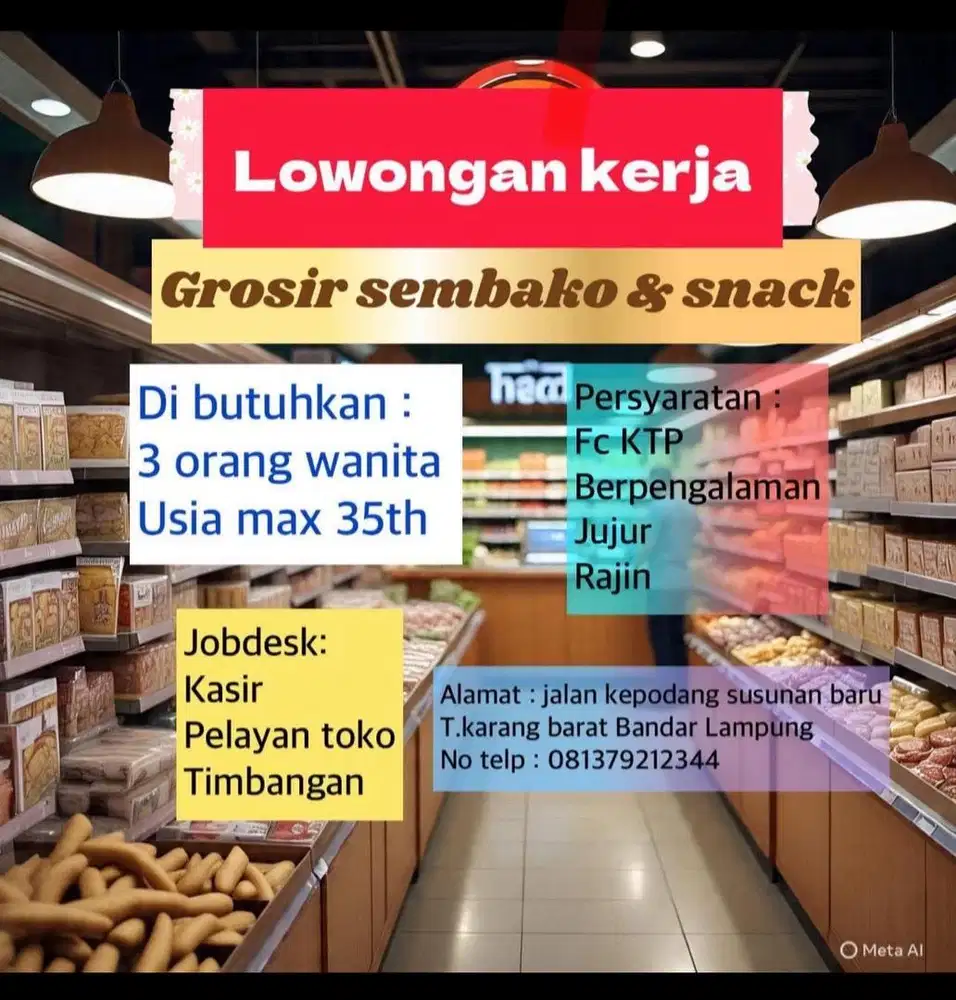 Lowongan kerja wanita di grosir sembako