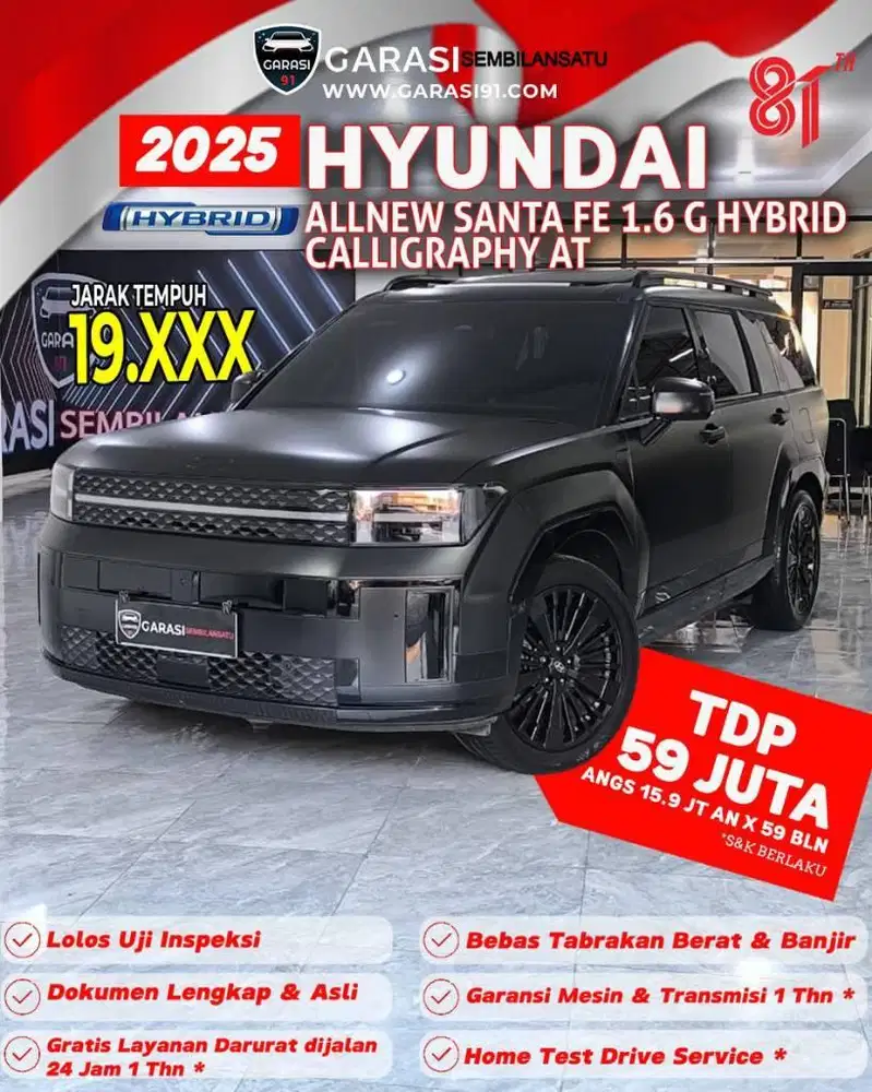 ‼️TDP 59 JT Hyundai Santa fe 1.6G Hybrid Calligraphy AT 2025 km 19 rb