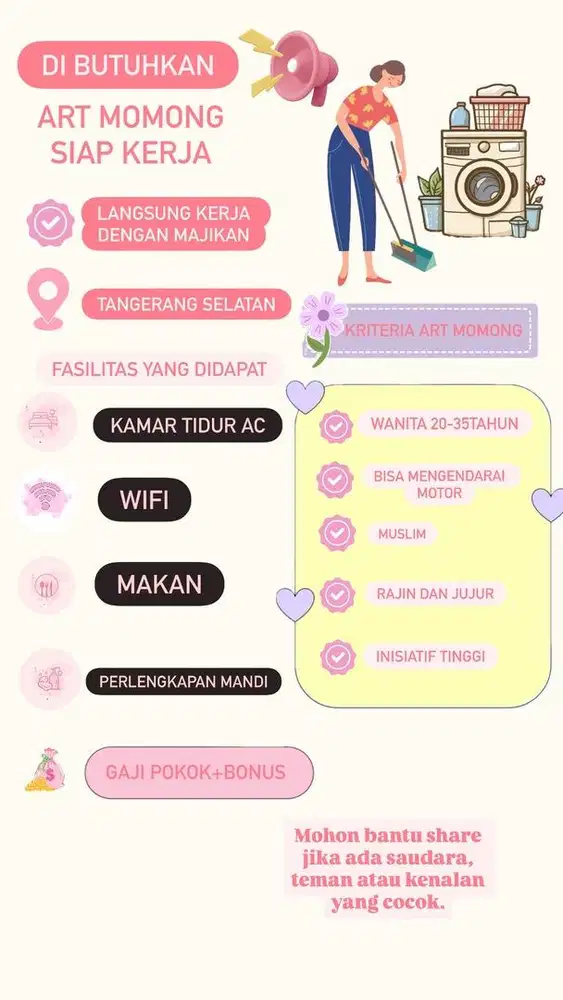 DIBUTUHKAN ART MOMONG MENGINAP