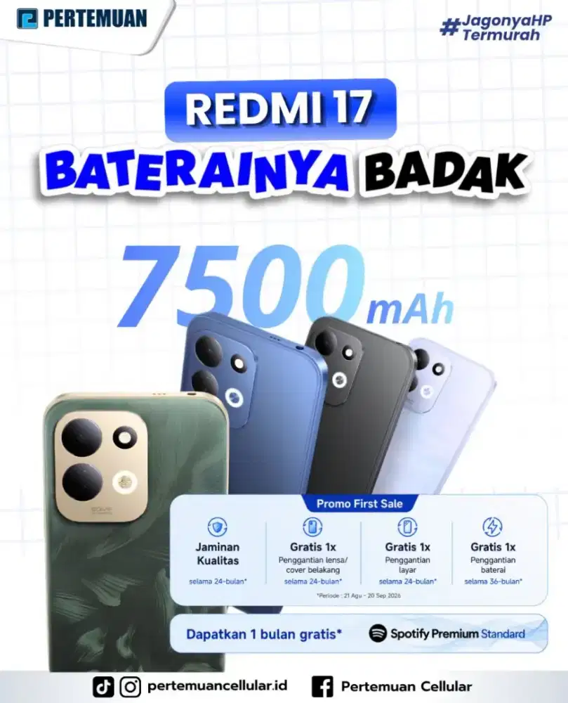 Redmi 17 Batrei 7500 Kuat Menyala 2 Harian ! COD, TUKAR TAMBAH, KREDIT
